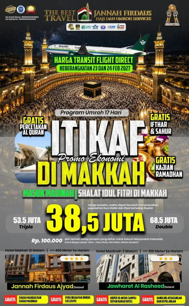 Paket Itikaf Promo Ekonomi – 17 Hari