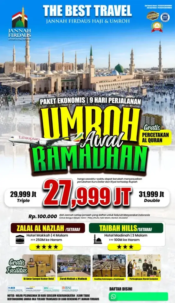 Umroh Awal Ramadhan Ekonomis – 9 Hari